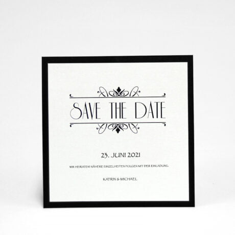 Save the date karte Silber Hochzeit seite 1