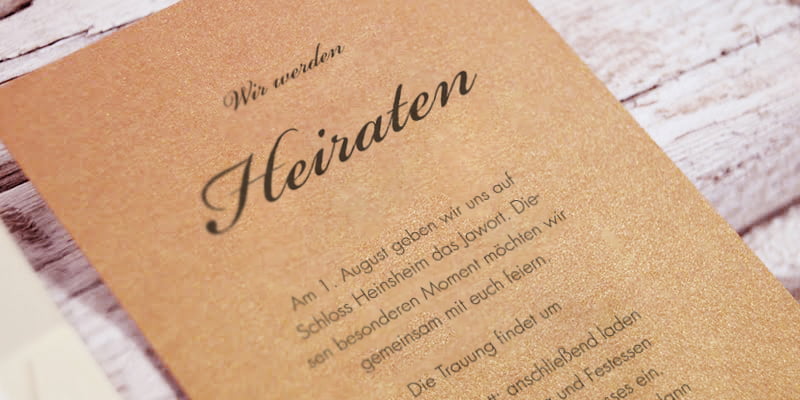 Wir bekommen Hochzeitseinladungskarten Stockholm Kupfer